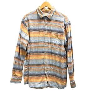 ROWM Shirt Mens Large Multicolor Striped Button Up Long Sleeve Pocket Casual